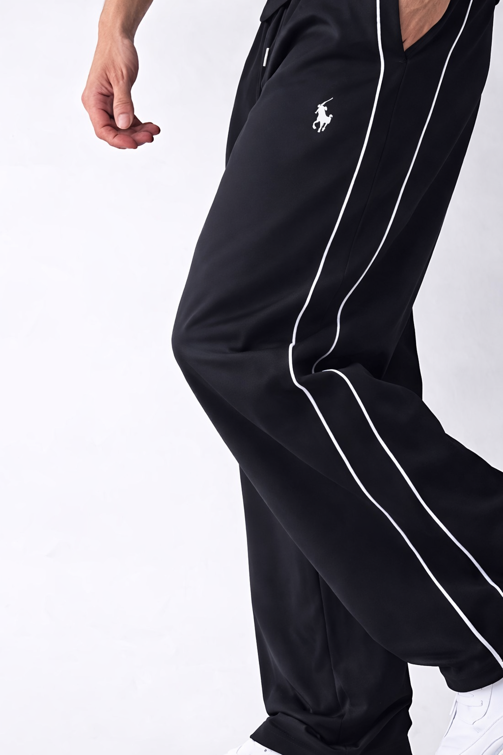 Polo Black  Track Joggers with Side Stripe – Relaxed Fit