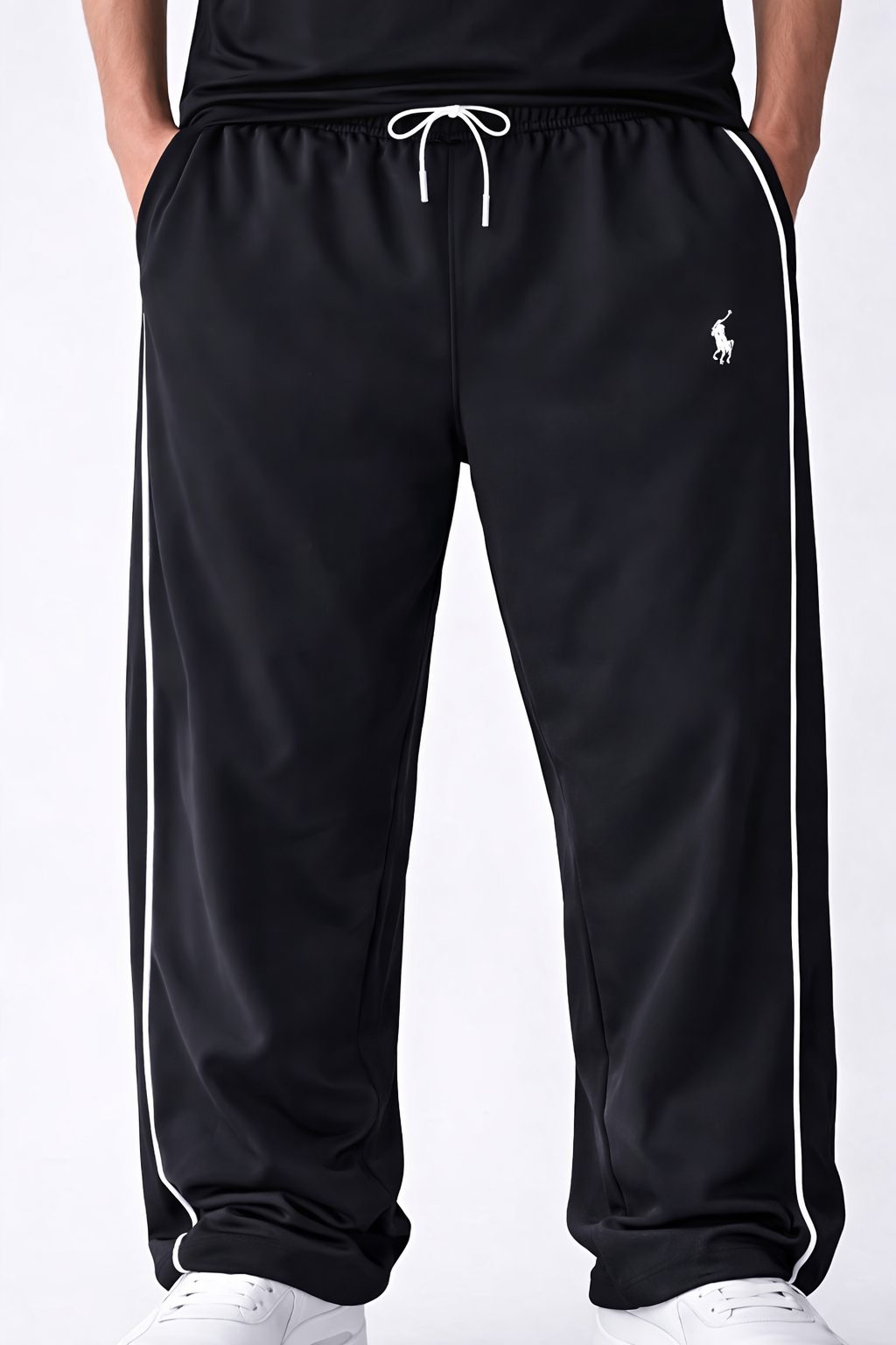 Polo Black  Track Joggers with Side Stripe – Relaxed Fit