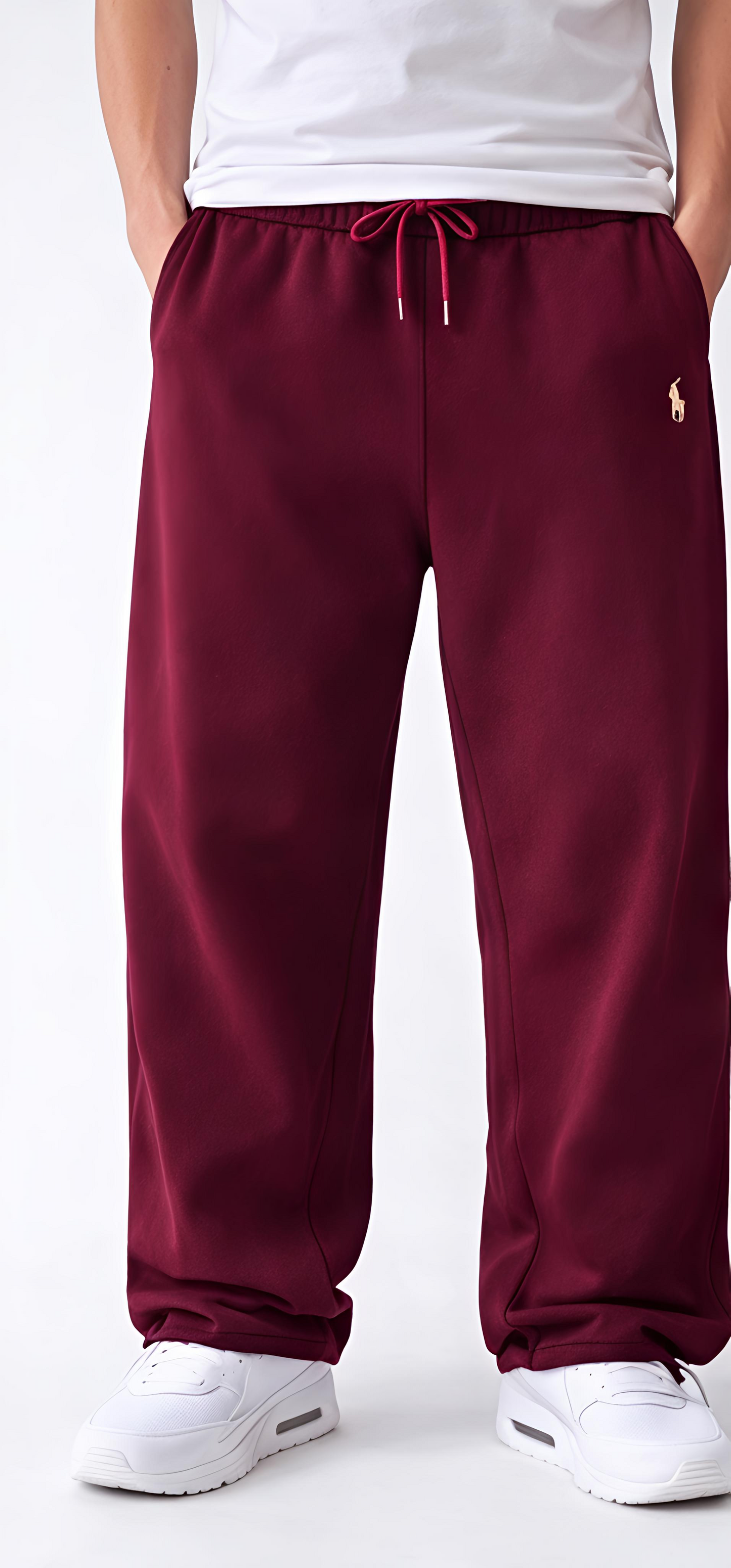 Polo Maroon Track Baggy Joggers –  Relaxed Fit