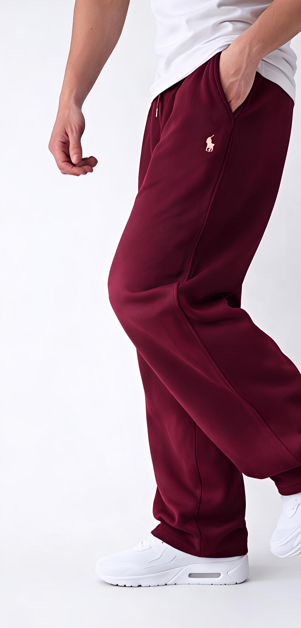 Polo Maroon Track Baggy Joggers –  Relaxed Fit